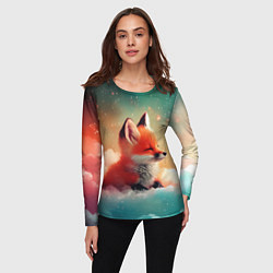 Лонгслив женский Милый лисенок спит на облаке, цвет: 3D-принт — фото 2