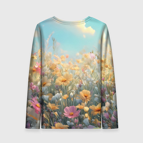 Женский лонгслив Лиса в цветочном поле / 3D-принт – фото 2