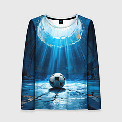 Лонгслив женский Футбольный мяч в синем, цвет: 3D-принт