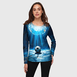 Лонгслив женский Футбольный мяч в синем, цвет: 3D-принт — фото 2