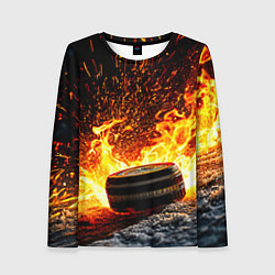 Лонгслив женский Шайба в огне, цвет: 3D-принт