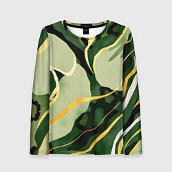 Женский лонгслив Зеленый природный паттерн