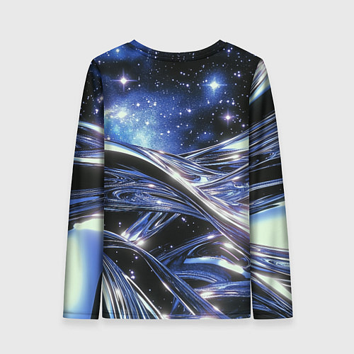 Женский лонгслив Закрученные линии и звезды - космическая абстракци / 3D-принт – фото 2