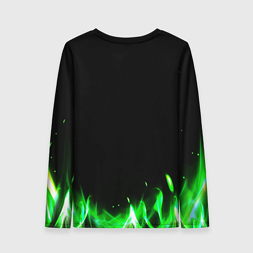Женский лонгслив Сектор газа зеленый огонь / 3D-принт – фото 2