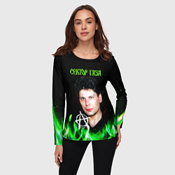 Лонгслив женский Сектор газа зеленый огонь, цвет: 3D-принт — фото 2