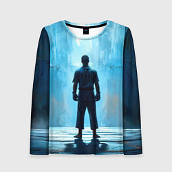 Лонгслив женский Боец крав-мага на синем, цвет: 3D-принт