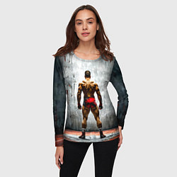 Лонгслив женский Рестлер на синем, цвет: 3D-принт — фото 2