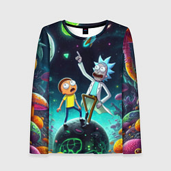 Лонгслив женский Рик и Морти на планете сказочных грибов, цвет: 3D-принт