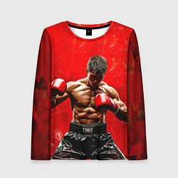 Лонгслив женский Кикбоксер в красном, цвет: 3D-принт