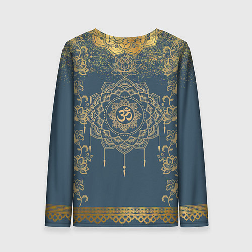 Женский лонгслив Слон лотос и золотая мандала / 3D-принт – фото 2