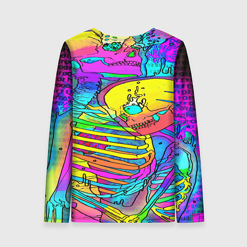 Женский лонгслив Черепа неоновые краски / 3D-принт – фото 2