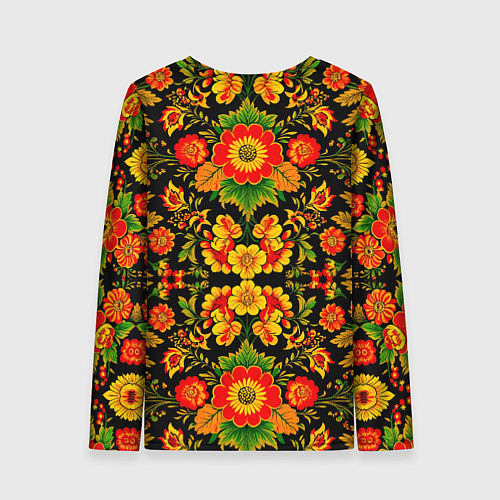 Женский лонгслив Русская хохломская роспись / 3D-принт – фото 2