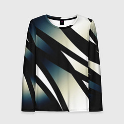 Женский лонгслив Чёрно-белый с синим затемнением полосы