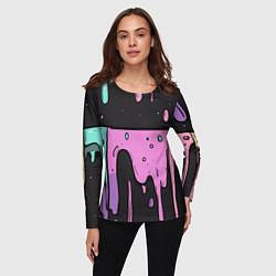 Лонгслив женский Стекающая краска текстура, цвет: 3D-принт — фото 2