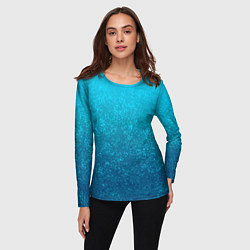 Лонгслив женский Лазурный голубой текстурный градиент, цвет: 3D-принт — фото 2
