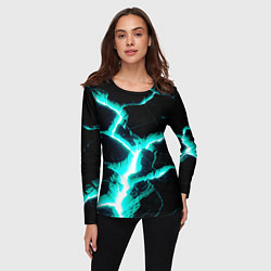 Лонгслив женский Color light blue black, цвет: 3D-принт — фото 2