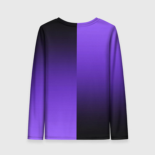 Женский лонгслив Чёрно-сиреневый градиент пополам / 3D-принт – фото 2