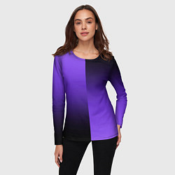 Лонгслив женский Чёрно-сиреневый градиент пополам, цвет: 3D-принт — фото 2