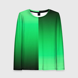Женский лонгслив Чёрно-зелёный градиент пополам
