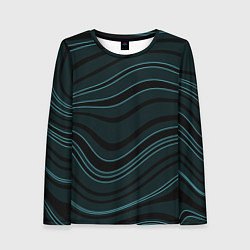 Женский лонгслив Тёмный синий волнистые полосы