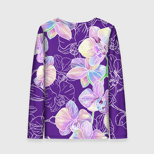 Женский лонгслив Японские акварельные орхидеи / 3D-принт – фото 2