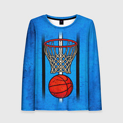 Лонгслив женский Кольцо с баскетбольным мячом на синем, цвет: 3D-принт