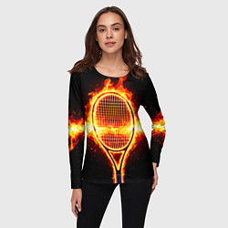 Лонгслив женский Теннисная ракетка в огне, цвет: 3D-принт — фото 2