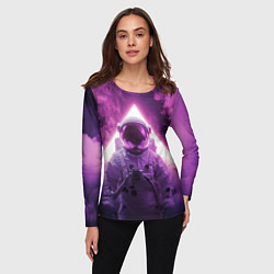 Лонгслив женский Космонавт и фиолетовый космос, цвет: 3D-принт — фото 2
