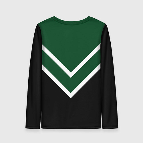Женский лонгслив Зелёный с чёрным и белые полосы / 3D-принт – фото 2
