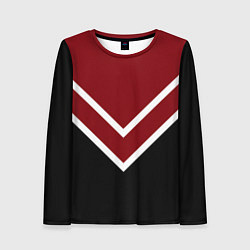 Женский лонгслив Красный с чёрным и белые полосы