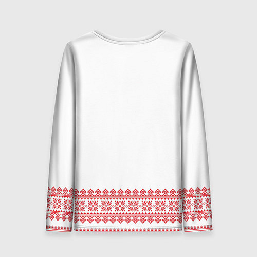 Женский лонгслив Славянский орнамент и узоры - вышиванка рубаха бел / 3D-принт – фото 2