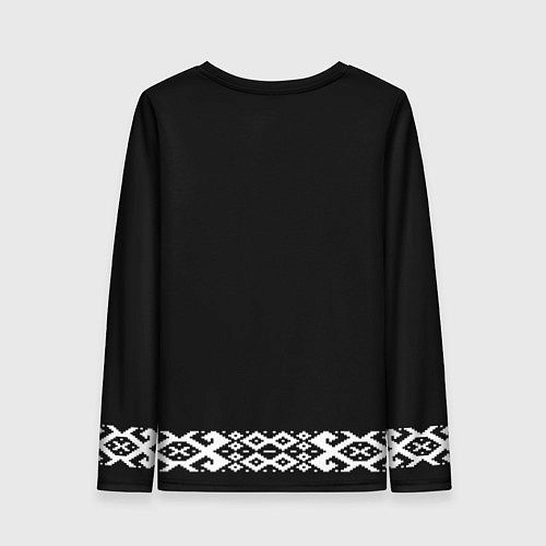 Женский лонгслив Славянский орнамент и узор на черном - вышиванка р / 3D-принт – фото 2