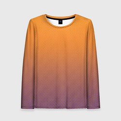 Лонгслив женский Градиент оранжевый в фиолетовый мелкий ромбик, цвет: 3D-принт