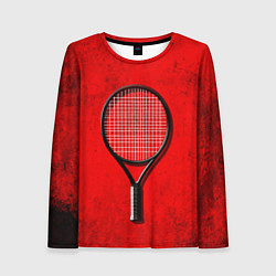 Лонгслив женский Теннисная ракетка на красном, цвет: 3D-принт