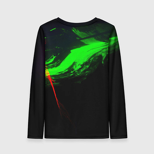 Женский лонгслив Color black green red / 3D-принт – фото 2