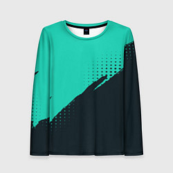 Лонгслив женский Color black light blue, цвет: 3D-принт