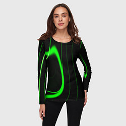 Лонгслив женский Color green light green black, цвет: 3D-принт — фото 2