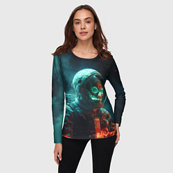 Лонгслив женский Череп космонавта в скафандре, цвет: 3D-принт — фото 2