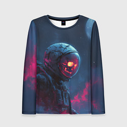 Лонгслив женский Скелет космонавта под луной, цвет: 3D-принт