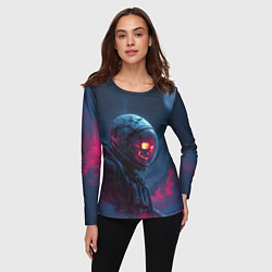 Лонгслив женский Скелет космонавта под луной, цвет: 3D-принт — фото 2