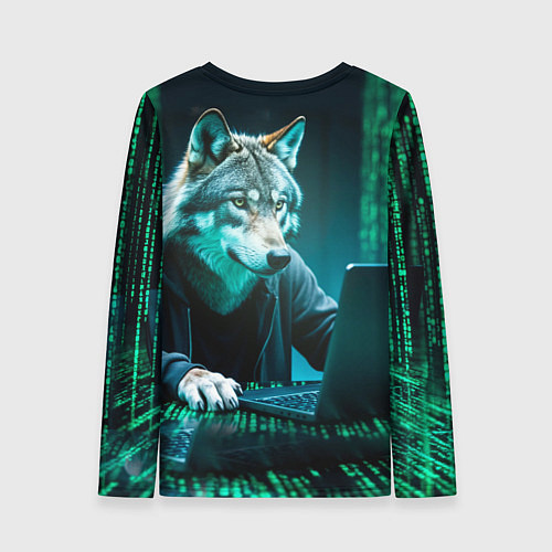 Женский лонгслив Волк хакер / 3D-принт – фото 2