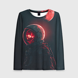 Женский лонгслив Череп космонавта в красном свете