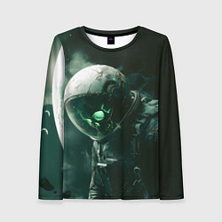 Женский лонгслив Скелет космонавта в космосе