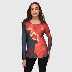 Лонгслив женский Девушка в космосе в костюме чужого, цвет: 3D-принт — фото 2
