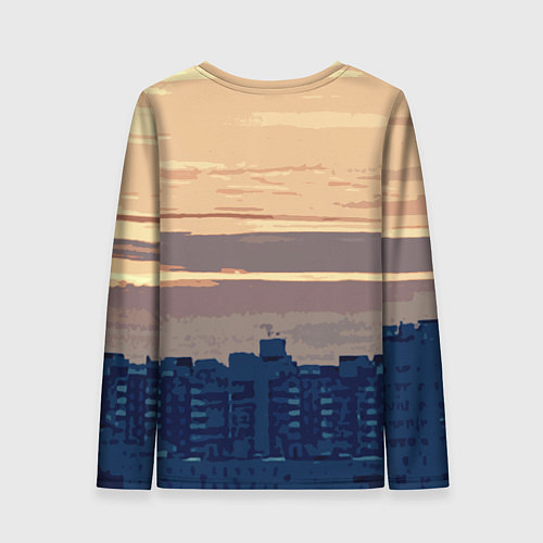 Женский лонгслив Городской пейзаж стилизованный / 3D-принт – фото 2