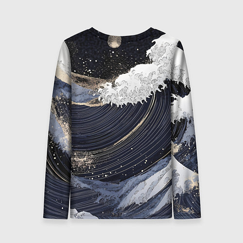 Женский лонгслив Волны моря с блестками / 3D-принт – фото 2