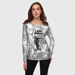Лонгслив женский Победа 80 лет родина мать, цвет: 3D-принт — фото 2