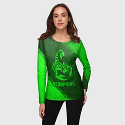Лонгслив женский Scorpions - green gradient, цвет: 3D-принт — фото 2