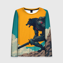 Женский лонгслив Киберчеловек-волк