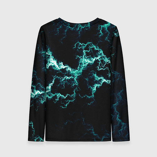 Женский лонгслив Lightning light blue glow / 3D-принт – фото 2